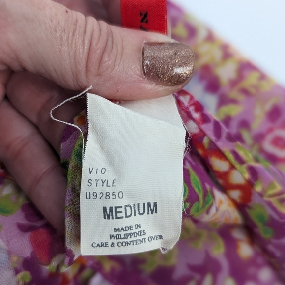 Natori Josie Pink Floral Print Sheer Babydoll Lace Mini Chemise Nightgown Size M - Picture 4 of 12